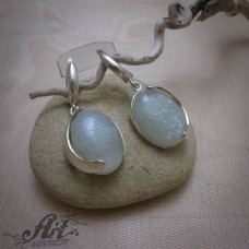  Сребърни обеци с естествен камък авантюрин- E-12631